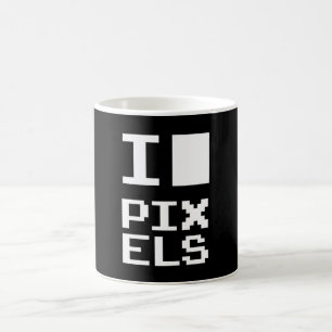 I Love Pixels,ギークデザイン，ピクセルアート コーヒーマグカップ