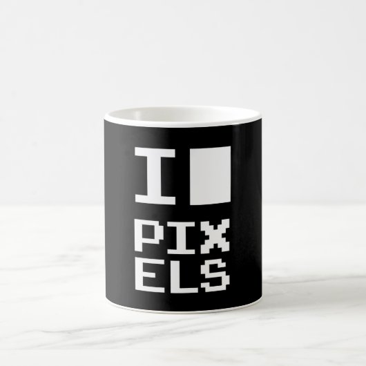 I Love Pixels,ギークデザイン，ピクセルアート コーヒーマグカップ (中央)