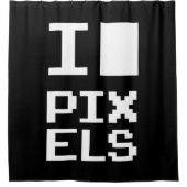 I Love Pixels,ギークデザイン，ピクセルアート シャワーカーテン (正面)