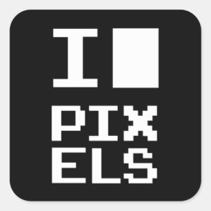 I Love Pixels,ギークデザイン，ピクセルアート スクエアシール