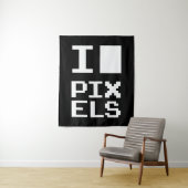 I Love Pixels,ギークデザイン，ピクセルアート タペストリー (インサイチュ)