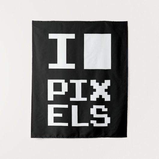 I Love Pixels,ギークデザイン，ピクセルアート タペストリー (正面)