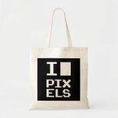 I Love Pixels,ギークデザイン，ピクセルアート トートバッグ (正面)
