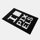 I Love Pixels,ギークデザイン，ピクセルアート ドアマット (アングル)