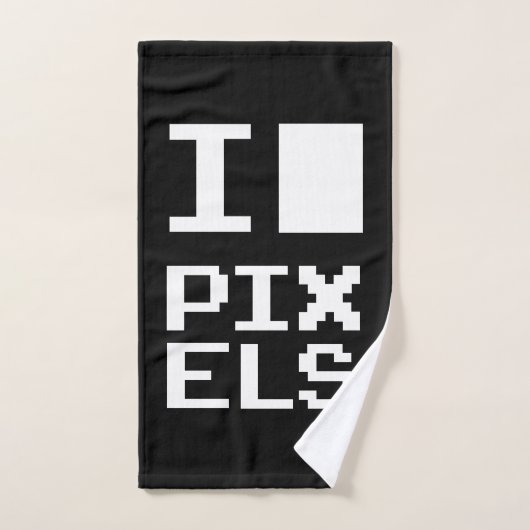 I Love Pixels,ギークデザイン，ピクセルアート ハンドタオル (ハンドタオル)