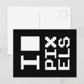 I Love Pixels,ギークデザイン，ピクセルアート ポストカード (正面/裏面)