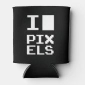 I Love Pixels,ギークデザイン，ピクセルアート 缶クーラー (正面)