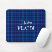 I Love Plaid 王室の – 青 マウスパッド (マウス)