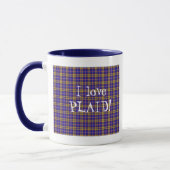 I Love Plaid – 青 マグカップ (左)