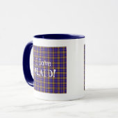 I Love Plaid – 青 マグカップ (正面左)
