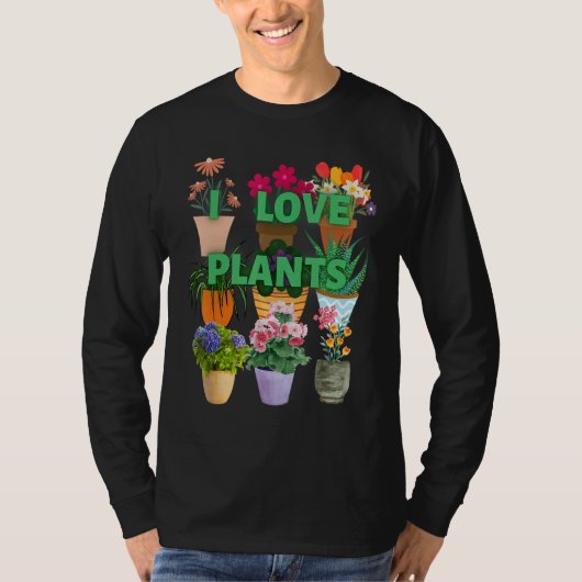 I love plants Many Pots Tシャツ (正面)