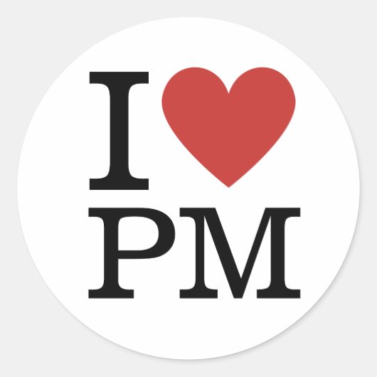 I Love PM ❤️ Project Management Staff カスタム ラウンドシール (正面)