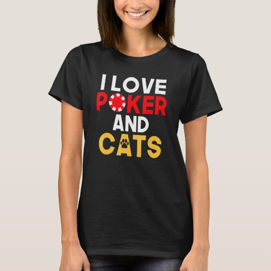 I love Poker and Cats Lover Game Playing Cards Pok Tシャツ (正面)