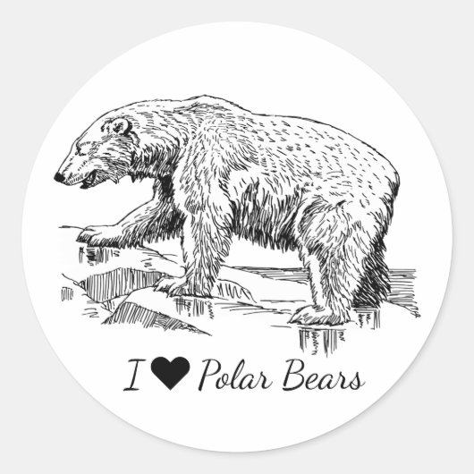 I Love Polar Bears ラウンドシール (正面)