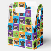 I Love Pugsカラースクウェアパーティーギフトボックス フェイバーボックス (オープン)