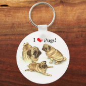 I Love Pugs Key Chain キーホルダー (正面)