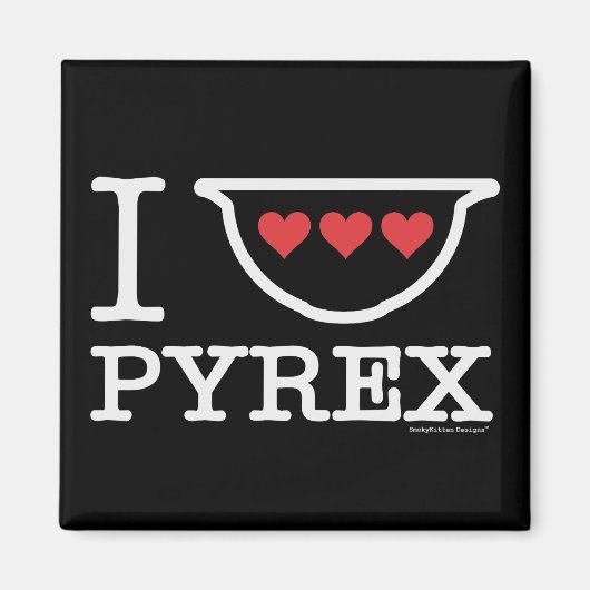 I Love Pyrex – ボウルとハートの混合（白） マグネット (正面)