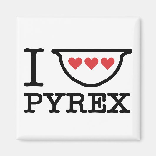 I Love Pyrex – ボウルとハートの混合(黒) マグネット (正面)