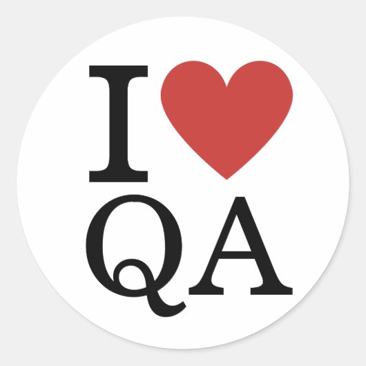 I Love QA ❤️ - Quality Assurance STICKER ラウンドシール (正面)