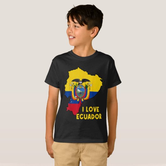 I Love Quito Hello Ecuador Map Flag Proud Ecuadori Tシャツ (正面フル)