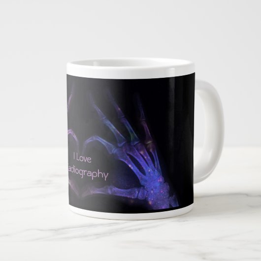 「I Love Radiography」 X線フィンガー型枠aハート ジャンボコーヒーマグカップ (正面右)