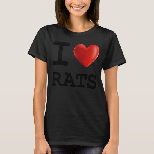 I Love RATSアニマルペットハート Tシャツ (正面)
