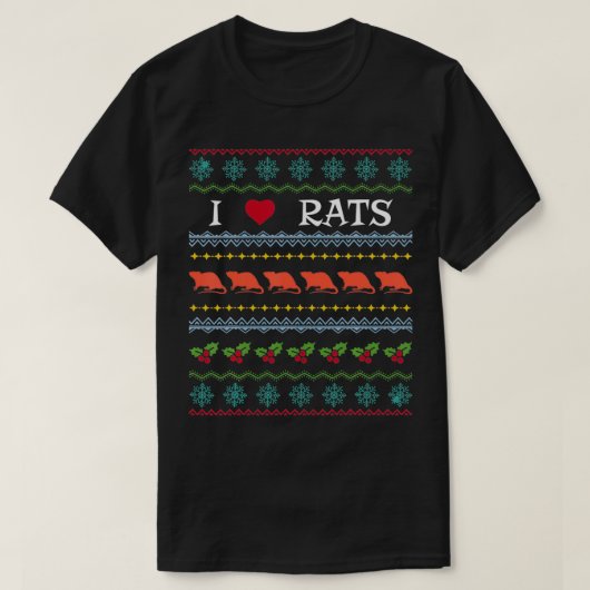 I Love Rats Xmas Ugly Sweater Love Watching Rats G Tシャツ (デザイン正面)