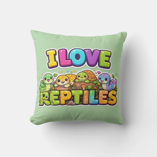 I Love Reptiles Cushion Pillow クッション (正面)
