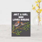 I Love Robins Bird Lover Colourful Present  カード (黄色い花)