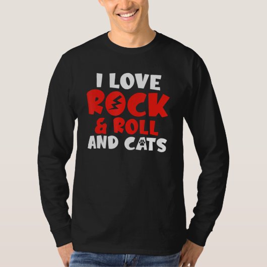 I love Rock and Roll and Cats Rocker Tシャツ (正面)