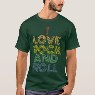I Love Rock and Roll Distressed Rainbow 70s tee gi Tシャツ