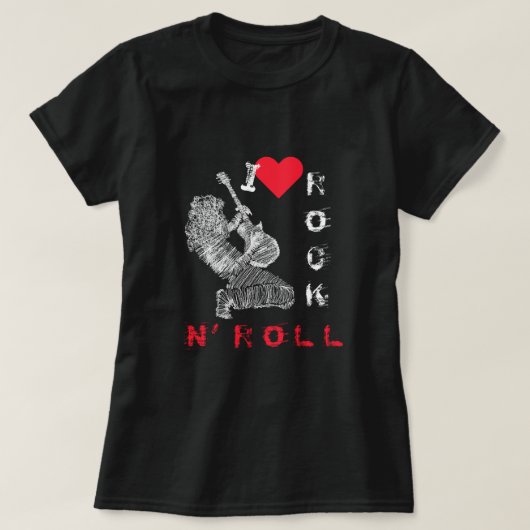 I Love Rock N' – ギタ転がープレーヤー – ロックN転が'  Tシャツ (デザイン正面)