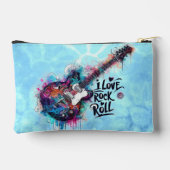 I Love Rock N Rollエレキギター音楽アートブルー アクセサリーポーチ (裏面)