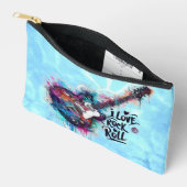 I Love Rock N Rollエレキギター音楽アートブルー アクセサリーポーチ (見開き)