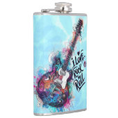 I Love Rock N Rollエレキギター音楽アートブルー フラスク (右)