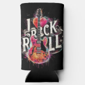I Love Rock N Roll Electric Guitar Painting  スリム缶クーラー (裏面)