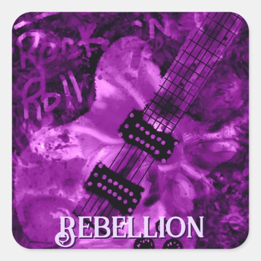 I Love Rock 'N Roll Electric Guitar Personalized スクエアシール (正面)