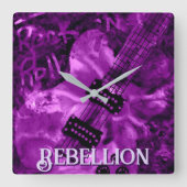 I Love Rock 'N Roll Electric Guitar Personalized スクエア壁時計 (正面)
