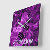 I Love Rock 'N Roll Electric Guitar Personalized スクエア壁時計 (傾斜)