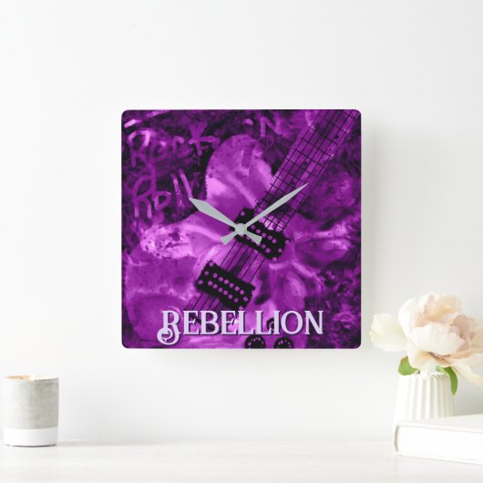 I Love Rock 'N Roll Electric Guitar Personalized スクエア壁時計 (ホーム)