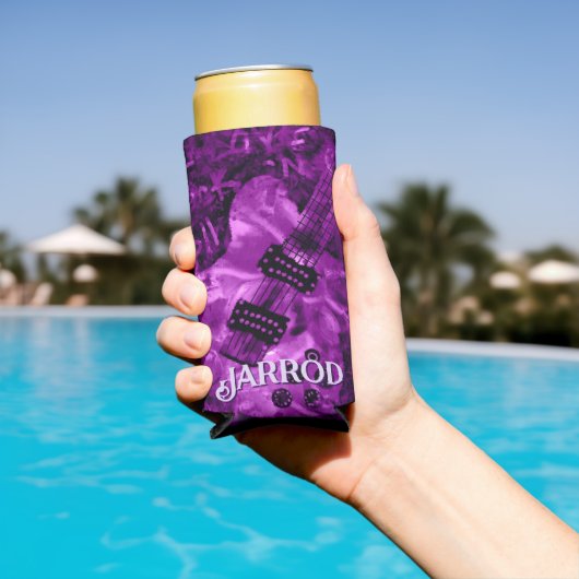 I Love Rock 'N Roll Electric Guitar Personalized スリム缶クーラー (インサイチュ プール)