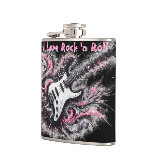 I Love Rock N Roll Electric Guitar Personalized フラスク (左)