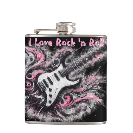 I Love Rock N Roll Electric Guitar Personalized フラスク (正面)