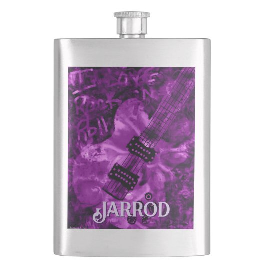 I Love Rock 'N Roll Electric Guitar Personalized フラスク (正面)