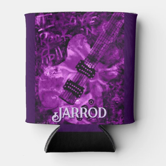 I Love Rock 'N Roll Electric Guitar Personalized 缶クーラー (正面)