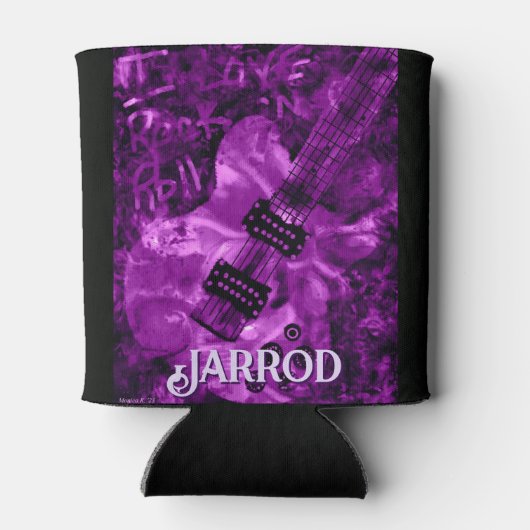 I Love Rock 'N Roll Electric Guitar Personalized 缶クーラー (裏面)