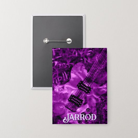 I Love Rock 'N Roll Electric Guitar Personalized 缶バッジ (正面/裏面)