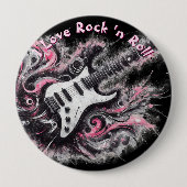I Love Rock N Roll Electric Guitar Personalized 缶バッジ (正面)