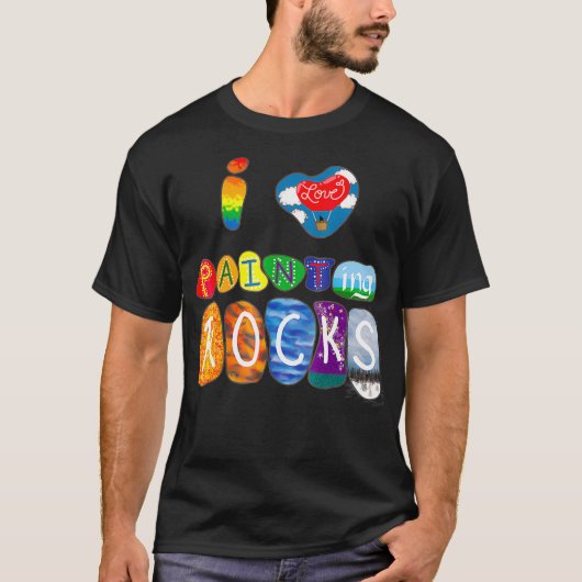 I Love Rock Painting Funny Rock Painter Artist T  Tシャツ (正面)