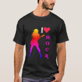 I Love Rock T-Shirt - Guitar Player - Rock Girl Tシャツ (正面)